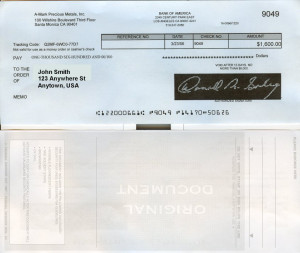 cashiers check sample