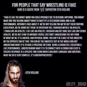 WWE Seth Rollins (of The Shield) Quote I hate when people say its fake ...