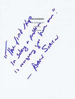 Click HERE to Read Full Details for Aaron Sorkin Signed Quote “The ...