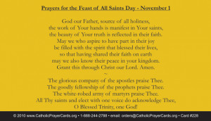 All Saints Day Prayer Card