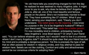 Sam Harris #quote #religion #atheism #Angelina #Jolie