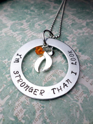 Orange Ribbon Necklace, Leukemia Awareness, MS Awareness, Self Injury ...