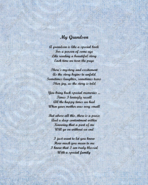 Grandson Poem Love Poem 8 X 10 Print INSTANT Download - On Sale!!