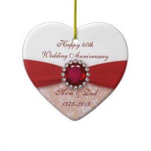 Damask 40th Wedding Anniversary Ornament