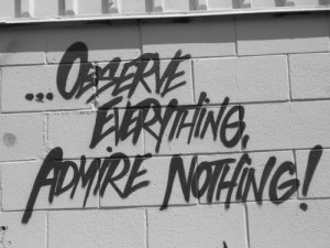 ... this image include: admire, observe, graffiti, graphitti and nothing