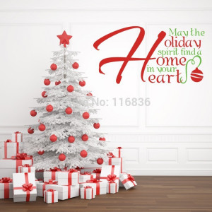 Christmas-home-decoration-wall-stickers-quote-Holiday-home-heart-vinyl ...