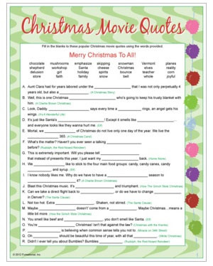Christmas Movie Quotes game - fill-in-the-blank quotes from Christmas ...