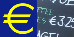 The euro sign; logotype and handwritten .