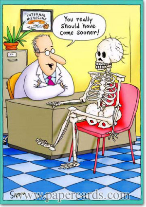 Skeleton at Doctor (1 card/1 envelope) Oatmeal Studios Funny Get Well ...