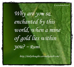 Rumi Daily Quote (Why are you so enchanted by this world)