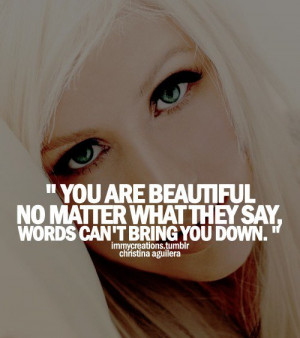 Christina aguilera, quotes, sayings, you are beautiful