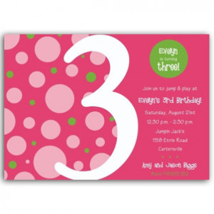 Birthday Bubbles Pink Green Third Party Invitations
