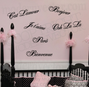 Details about PARIS THEME QUOTES Vinyl Wall Decals Ooh La La, Je t ...