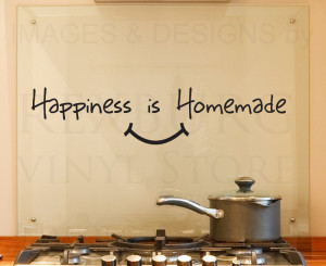 Wall Decal Quote Vinyl Sticker Art Removable Happiness Is Homemade ...