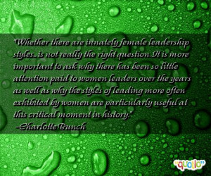 Whether there are innately female leadership styles...