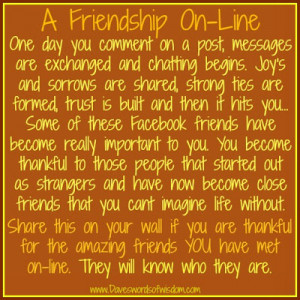 ... post to show how some amazing friendships are forged on-line
