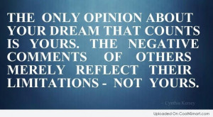Opinion Quote: The only opinion about your dreams that...