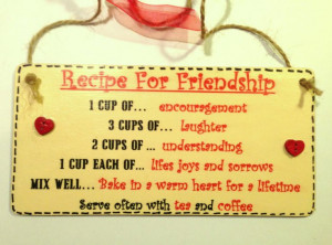 Recipe For Friendship Wood Plaque GIFT For a Special Friend FREE P&P