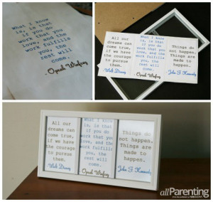 DIY inspirational quote frame collage