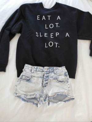 sweater eat alot sleep alot jumper black black , funny , quotes ...