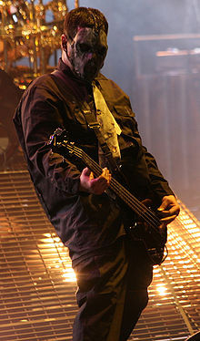 Paul Gray performing in Slipknot at 2008's Mayhem Festival .