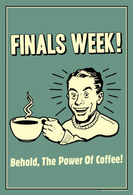 Finals Week Behold The Power Of Coffee Funny Retro Poster