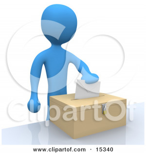Blue Person Putting Their Voting Envelope Ballot Box During