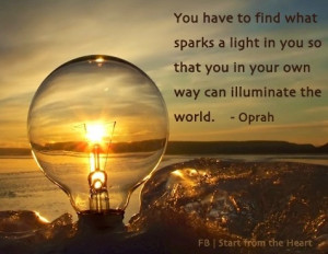Idea light bulb; what sparks a light in you quote by Oprah Winfrey via ...