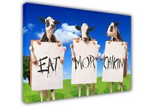 COWS EAT MORE CHICKEN SIGN QUOTE CANVAS WALL ART PICTURES PHOTO ...