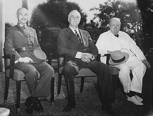 ... Kai-shek with Franklin D Roosevelt and Winston Churchill in Cairo