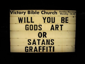 art, cool, god, graffiti, how about no, quote, quotes, random, satan ...