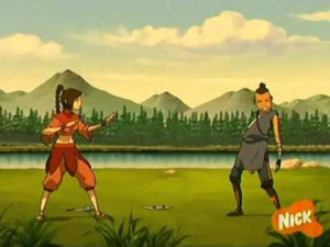 funny fighting scene of Ty Lee and Sokka