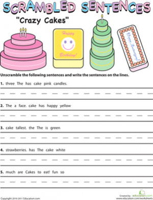 Scrambled Sentences Worksheets 3rd Grade