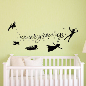 Peter Pan Wall Decal Children Flying Silhouette Never Grow Up Quote ...