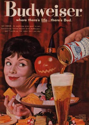 Old Budweiser commercials - Picture of a woman and a Halloween pumpkin ...