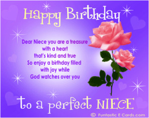 ... ' Niece Birthday card pic has Pretty roses Happy Birthday Niece Poem