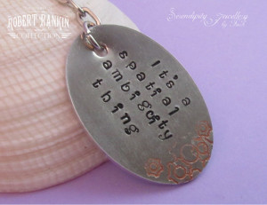 Spatial ambiguity thing Keyring, Hand Stamped Aluminium Keyring, Quote ...