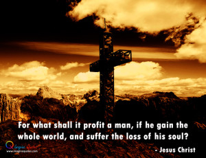 Cross is on the rock mountain, Life quote by Jesus Christ with cross