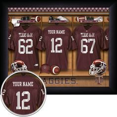 Texas A & M Aggies Personalized Framed Football Locker Room Photo