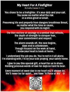 My Heart for a Firefighter Poem Card | Inseparable Treasures More