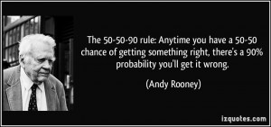 50-90 rule: Anytime you have a 50-50 chance of getting something right ...
