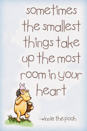 ... smallest things take up the most room in your heart - Winnie The Pooh