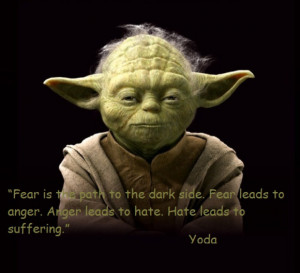 Fear is the path to the dark side. Fear leads to anger. Anger leads ...