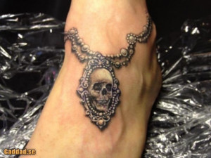 Feminine Skull Ankle Bracelet Tattoo picture