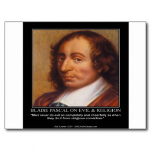 Blaise Pascal Religious Evil Quote Postcard