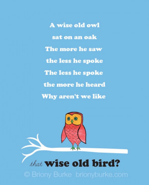 Wise Old Red Blue Owl Bird Quote 8 x 10 Art by BrionyBurke on Etsy, $ ...