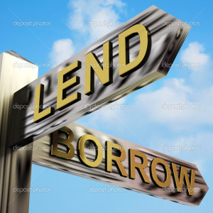 Lend Or Borrow Directions On A Signpost - Stock Image