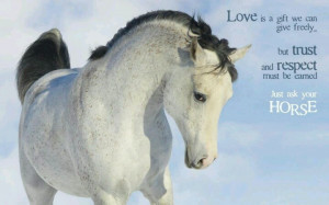 ... give freely but trust and respect must be earned just ask your horse