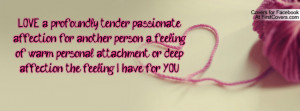 ... warm personal attachment or deep affection the feeling I have for YOU