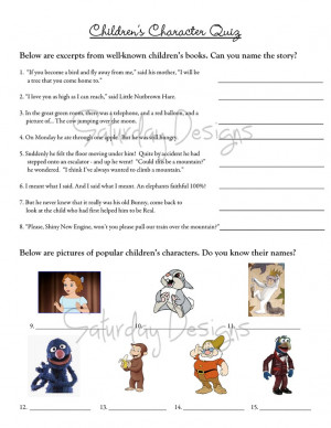 Storybook Character quiz. Use quotes/pictures from the books that we ...